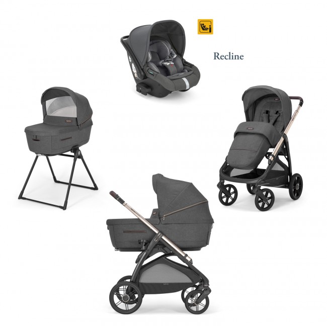 Inglesina Πολυκαρότσι Aptica Quattro Darwin Recline Velvet Grey + Litio Black Σκελετός