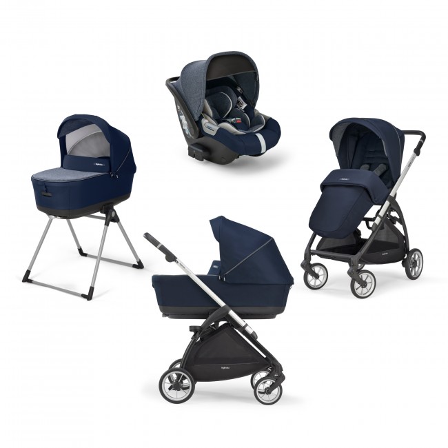 Inglesina Πολυκαρότσι Electa Quattro Cab Soho Blue + Ασημί-Μαύρος Σκελετός