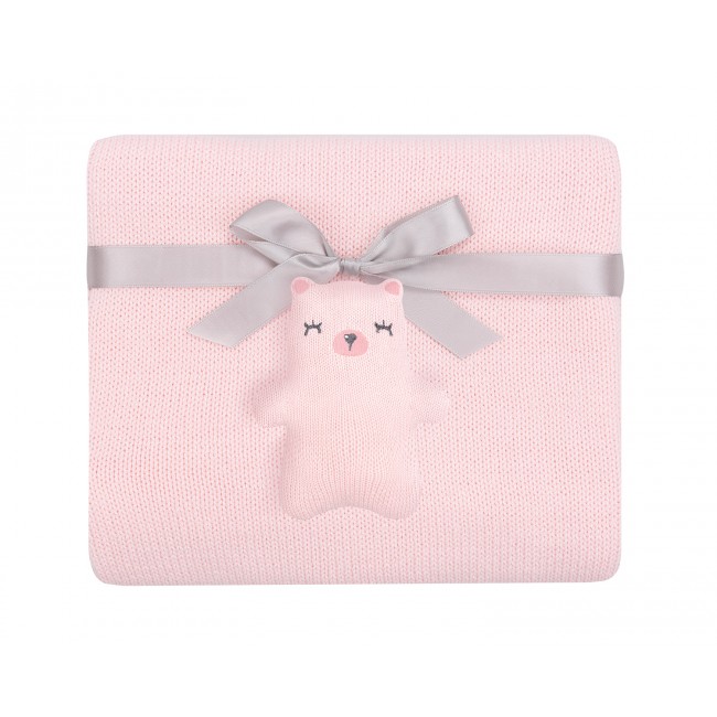 Kikka Boo Πλεκτή Βαμβακερή Κουβέρτα Bear With Me Pink