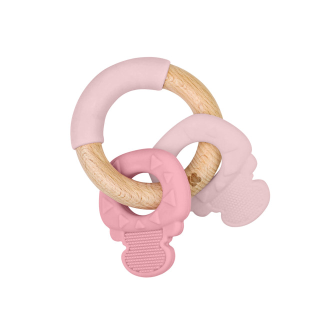 Kikka Boo Ξύλινο Μασητικό Με Σιλικόνη Keys Pink