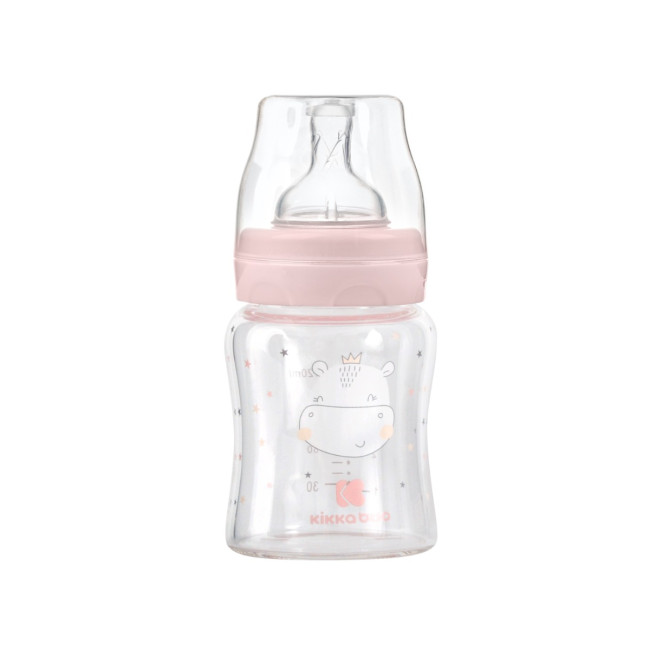 Kikka Boo Γυάλινο Μπιμπερό 120ml Hippo Dreams Pink