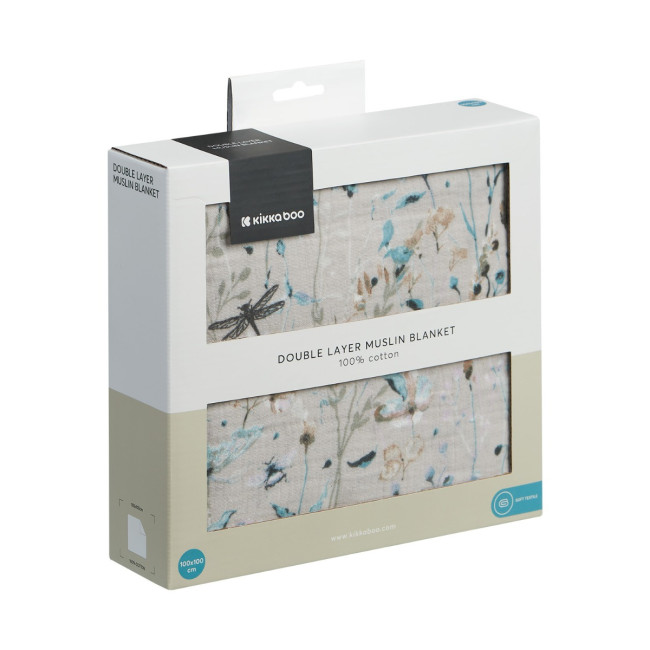 Kikka Boo Πάνα Αγκαλιάς Μουσελίνα 100x100cm Dreamy Fields Grey