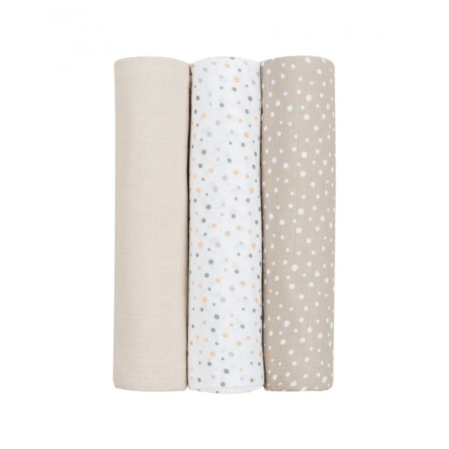 Kikka Boo Πάνες Αγκαλιάς Μουσελίνας 100x100cm 3τμχ. Dots Beige