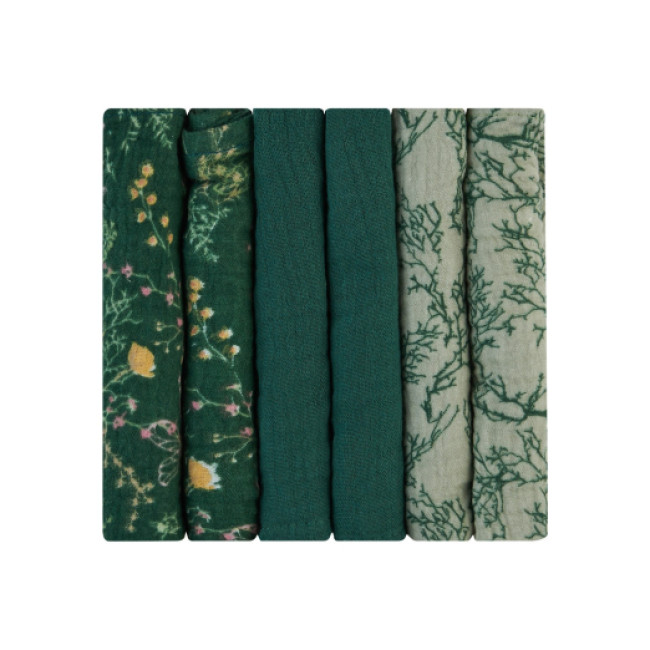 Kikka Boo Πάνες Αγκαλιάς Μουσελίνας 30x30cm 6τμχ. Secret Garden Green