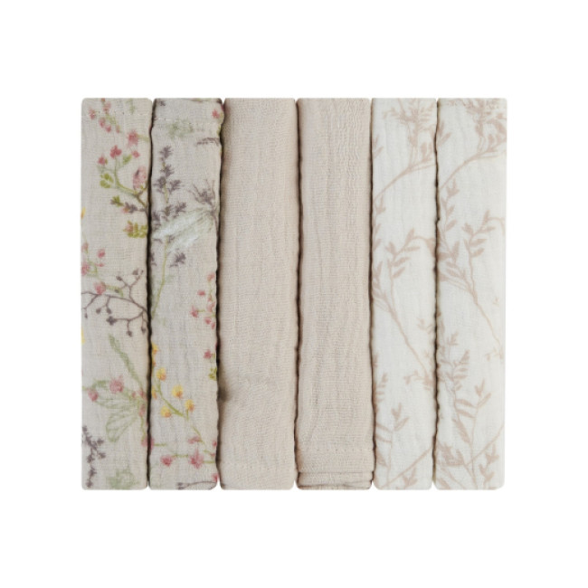 Kikka Boo Πάνες Αγκαλιάς Μουσελίνας 30x30cm 6τμχ. Secret Garden Beige