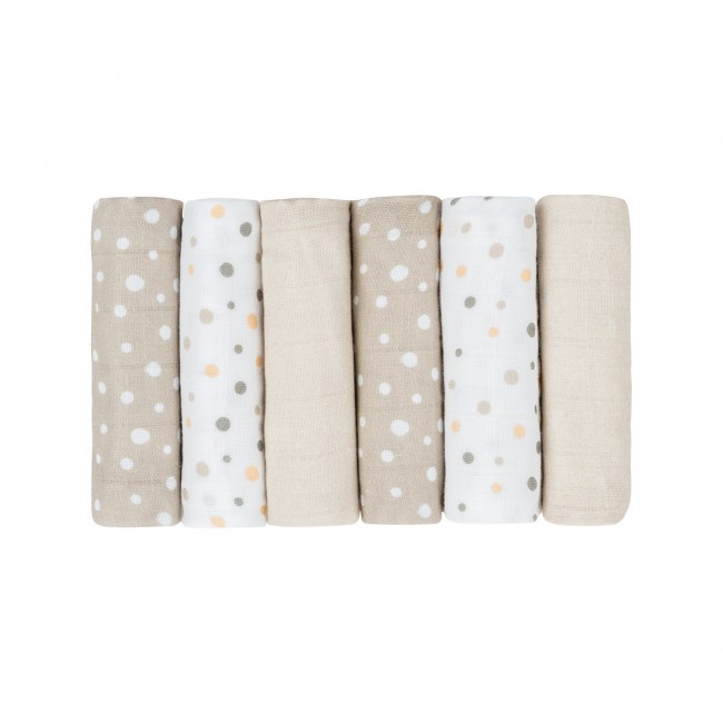 Kikka Boo Πάνες Αγκαλιάς Μουσελίνας 30x30cm 6τμχ. Dots Beige