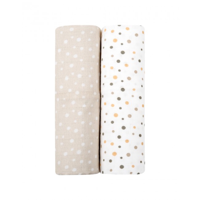 Kikka Boo Πάνες Αγκαλιάς Μουσελίνας 80x80cm 2τμχ. Dots Beige