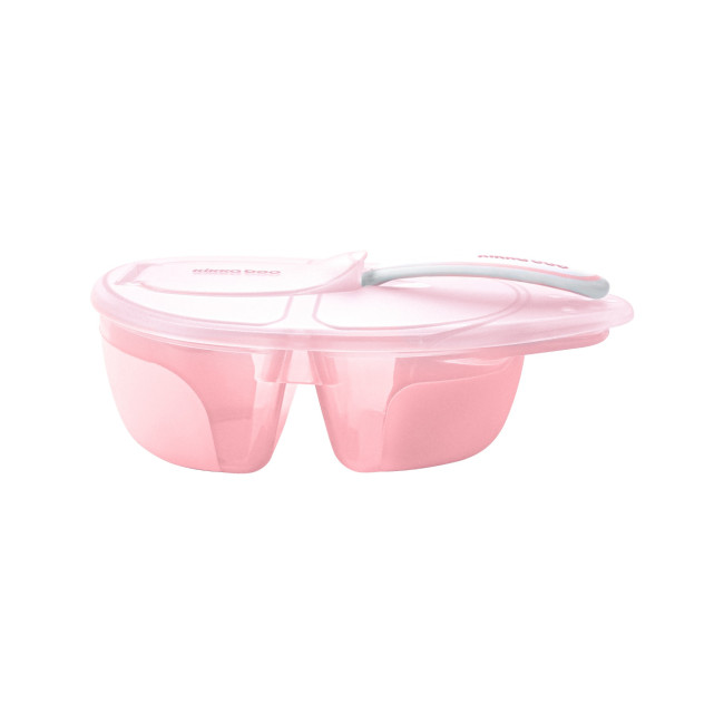 Kikka Boo Μπωλ Φαγητού Με 2 Χωρίσματα Και Κουτάλι Tasty Pink