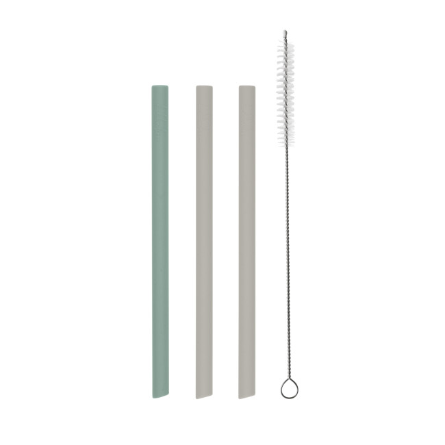 Kikka Boo Καλαμάκια Σιλικόνης Platinum Silicone Sage-Σετ 3 Τεμαχίων