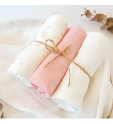 Kiokids Μουσελίνα Bamboo 70x70εκ. Σετ3τμχ. Petit Pink
