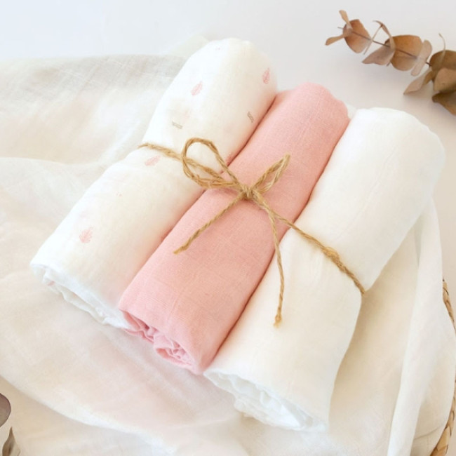 Kiokids Μουσελίνα Bamboo 70x70εκ. Σετ3τμχ. Petit Pink