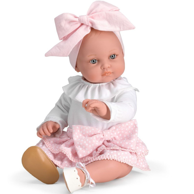Magic Baby Κούκλα Alicia Με Ασπρη Μπλούζα Και Ροζ Φιόγκο