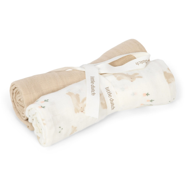 Little Dutch Σετ 2 Πανάκια Αγκαλιάς από Μουσελίνα 70x70 Baby Bunny Little Dutch Σετ 2 Πανάκια Αγκαλιάς από Μουσελίνα 70x70 Baby Bunny