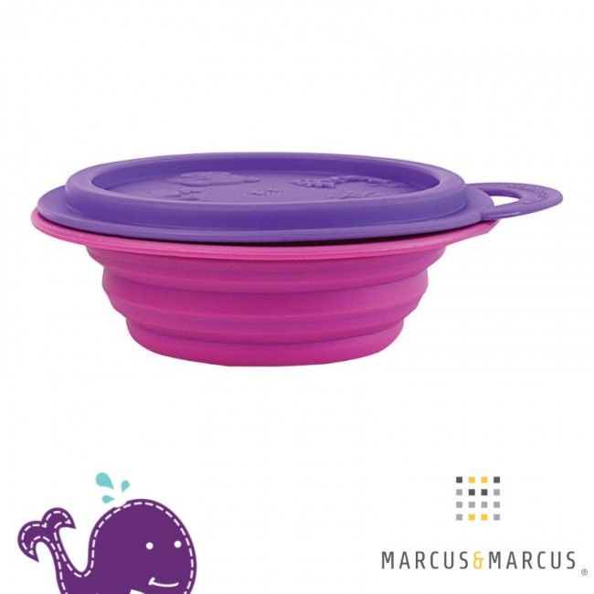 Marcus&Marcus Μπολ Σιλικόνης Πτυσσόμενο Με Καπάκι 6m+ Μοβ-Λιλά