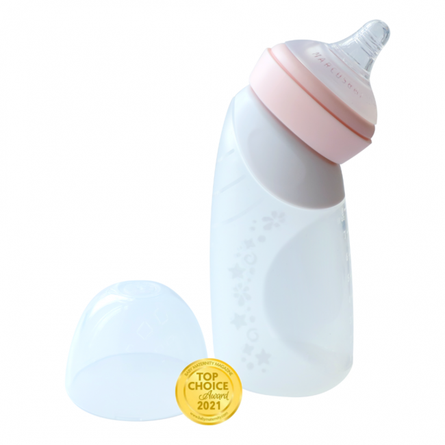 Marcus&Marcus Μπιμπερό Σιλικόνης 2 σε 1 X-SOFT Αποθήκευσης 240ml Peach