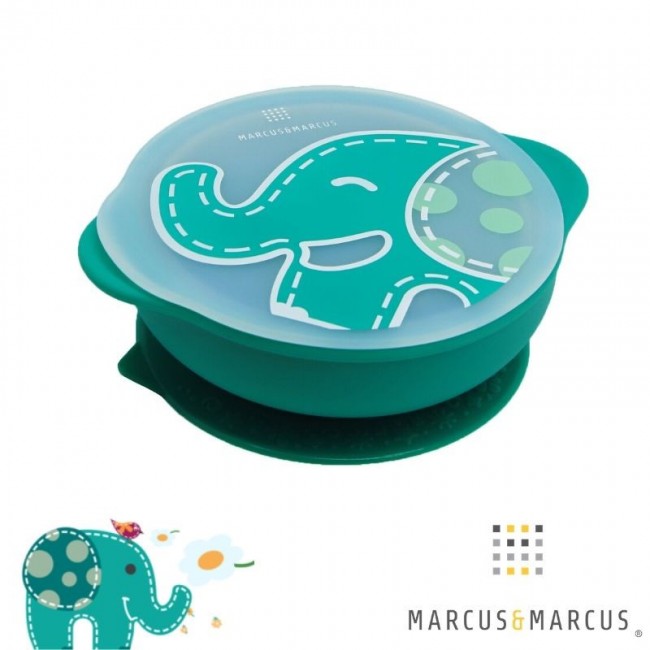 Marcus&Marcus Mπολ Σιλικόνης Με Καπάκι Και Βεντούζα 12m+ Ελεφαντάκι