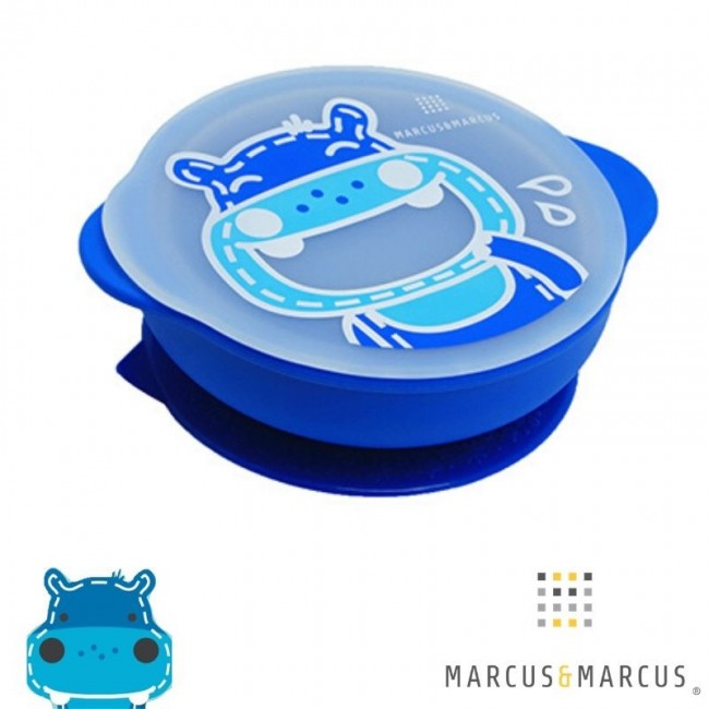 Marcus&Marcus Mπολ Σιλικόνης Με Καπάκι Και Βεντούζα 12m+ Ιπποπόταμος