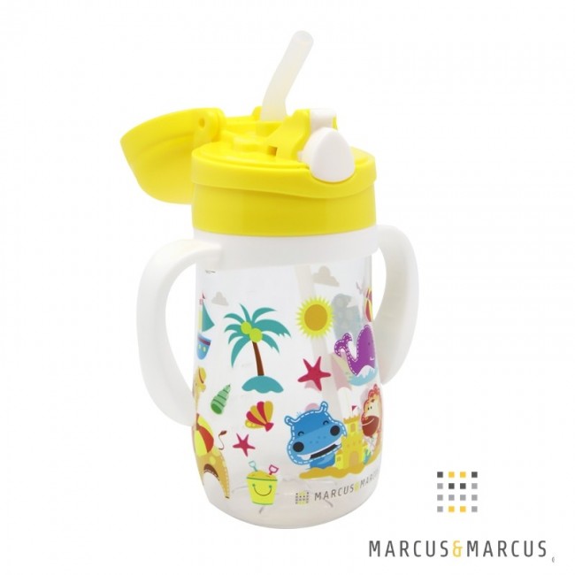 Marcus&Marcus Tritan Μπουκάλι Εκμάθησης Με Καλαμάκι Σιλικόνης Και Με Χερούλια 12m+ Κίτρινο