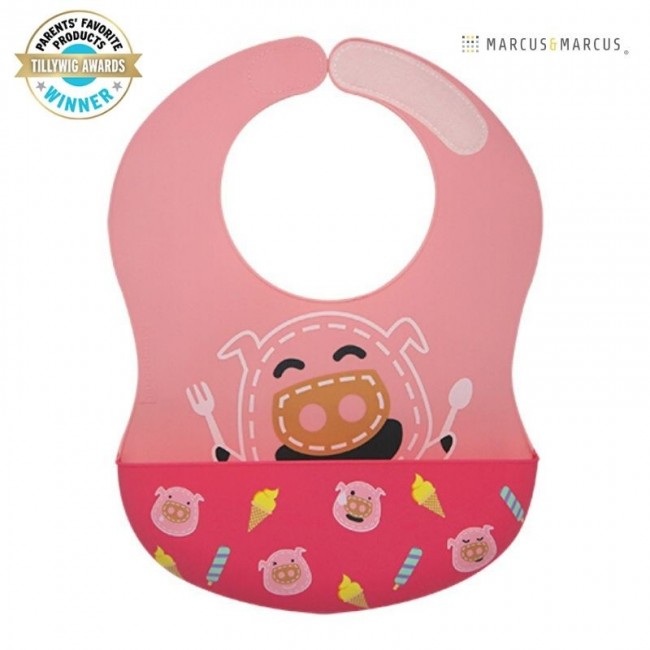Marcus&Marcus Σαλιάρα Σιλικόνης Wide με Velcro Λαιμού & Χούφτα 6m+ Pokey