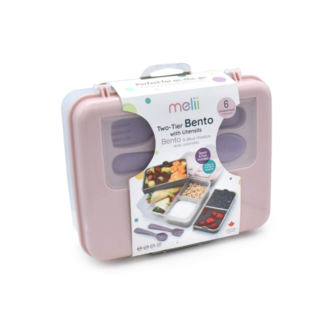 Melii Διώροφο Φαγητοδοχείο Bento Pink-Purple