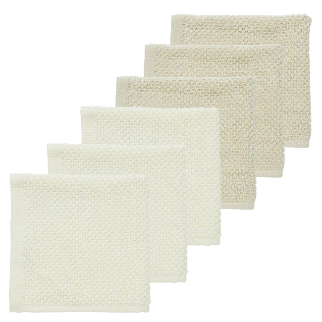 Meyco 6 Λαβέτες Πετσετάκια Popcorn Natural/Soft sand  30x30cm