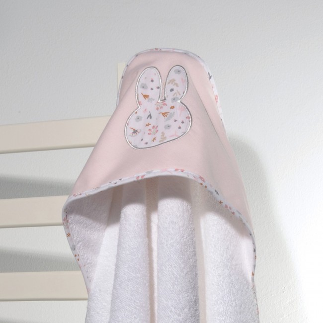 Miffy Μπουρνούζι Τρίγωνο Με Κέντημα 75x75εκ. Des. 71 Σομόν Λουλούδια