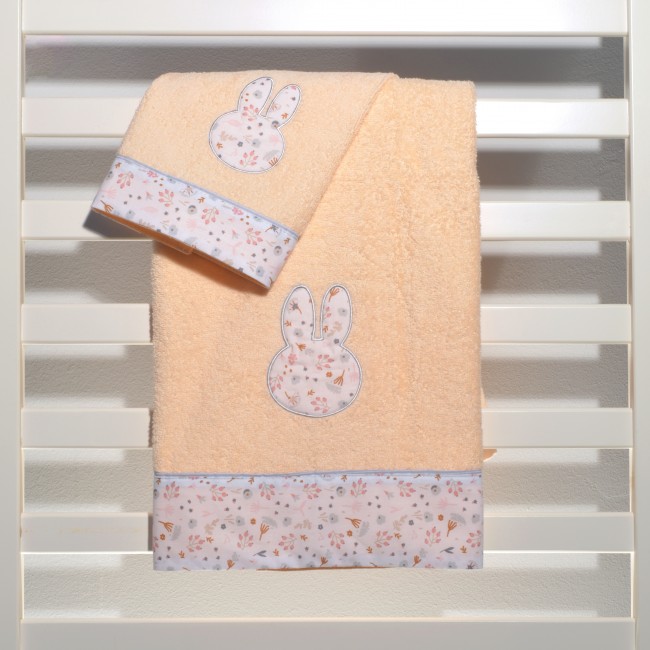 Miffy Σετ Πετσέτες 2τμχ. 40x60εκ. Και 70x120εκ. Des. 71 Σομόν Λουλούδια