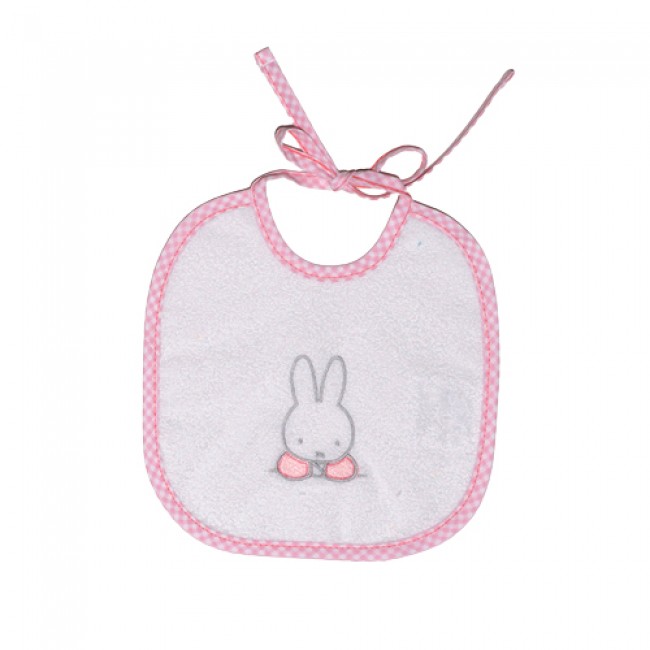 Miffy Σαλιάρα Αδιάβροχη 20x20εκ. Des. 68 Ροζ Καρό