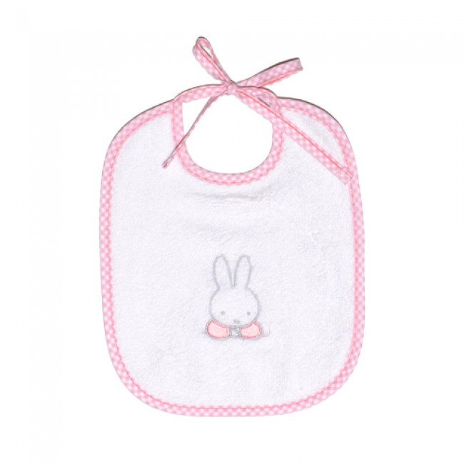Miffy Σαλιάρα Με Κέντημα Και Δέσιμο 20x25εκ. Des. 68 Ροζ Καρό