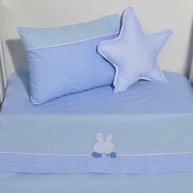Miffy Σεντόνια Κούνιας Με Κέντημα 3 τμχ. Des. 69 Σιέλ Καρό