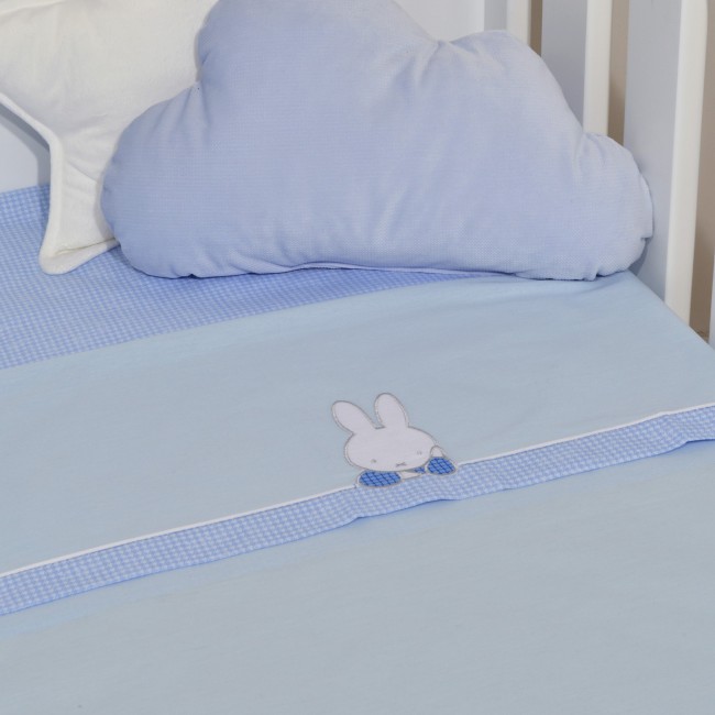 Miffy Σεντόνια Λίκνου Με Κέντημα 2 τμχ. 80x110 Des. 69 Σιέλ Καρό