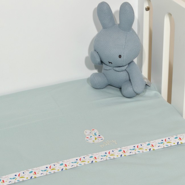 Miffy Σεντόνια Λίκνου Με Κέντημα 2 τμχ. 80x110 Des. 70 Μέντα