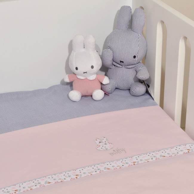 Miffy Σεντόνια Λίκνου Με Κέντημα 2 τμχ. 80x110 Des. 71 Σομόν Λουλούδια