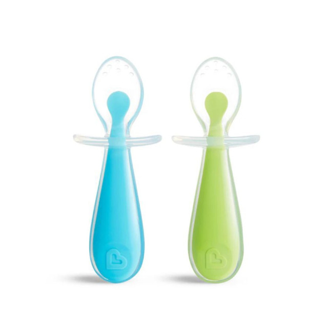 Munchkin Βρεφικό Σετ 2τμχ με Κουτάλια από Σιλικόνη light Green/light Blue