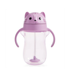 Munchkin Εκπαιδευτικό Ποτηράκι Με Καλαμάκι Tip & Sip Cup Cat 296ml