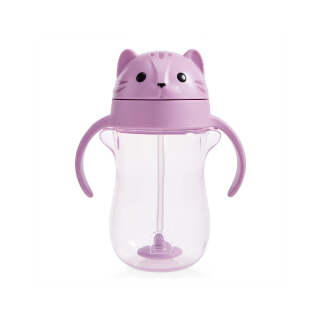 Munchkin Εκπαιδευτικό Ποτηράκι Με Καλαμάκι Tip & Sip Cup Cat 296ml
