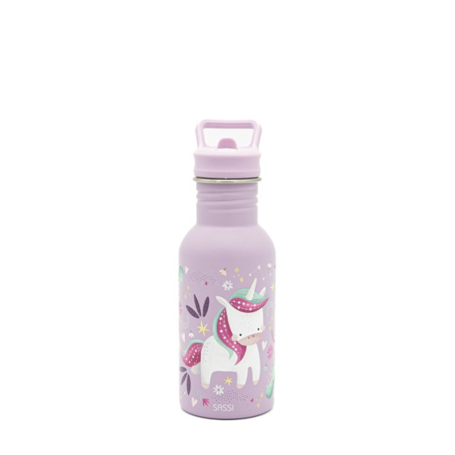 Sassi Ανοξείδωτο Μπουκάλι με Καλαμάκι 500ml Sparkly The Unicorn