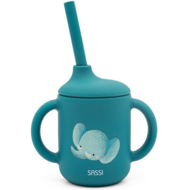 Sassi Κύπελλο Σιλικόνης LFGB με Καλαμάκι Chewy The Elephant