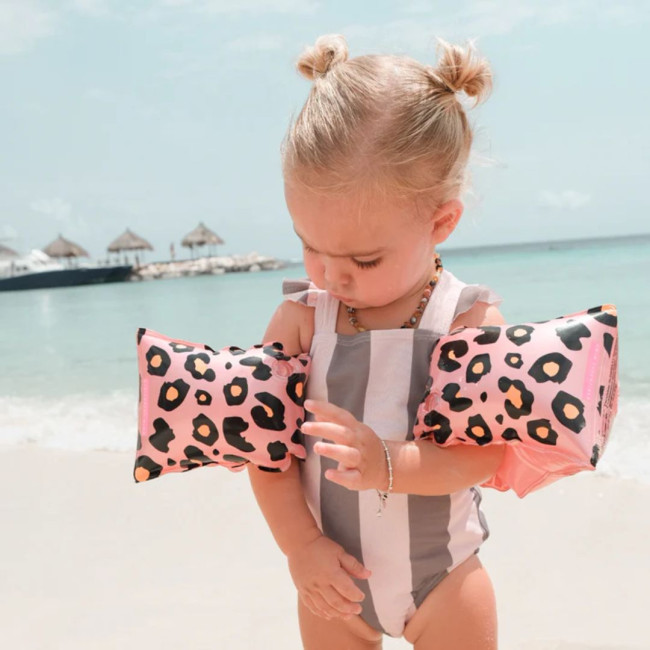 Swim Essentials Μπρατσάκια Για Παιδιά Από 0-2 Ετών Rose Gold Leopard