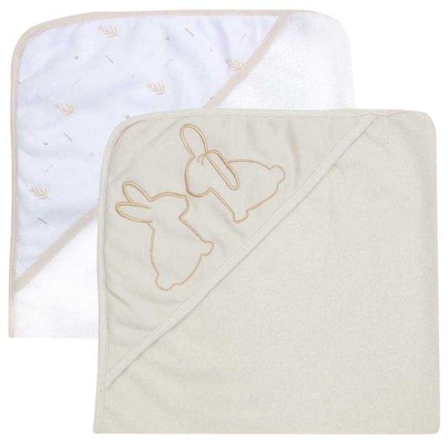 Trois Kilos Sept Σετ 2 Μπουρνούζια 70x70cm Λευκό/Μπεζ Trois Kilos Sept Σετ 2 Μπουρνούζια 70x70cm Λευκό/Μπεζ
