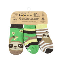 Zoocchini GRIP+EASY Baby Terry Καλτσάκια Silas the Sloth (3 τεμ)
