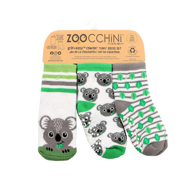 Zoocchini GRIP+EASY Baby Terry Καλτσάκια Kai the Koala (3 τεμ)